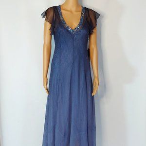 Komarov A-Line Maxi Dress in Blue Graphite Ombre
